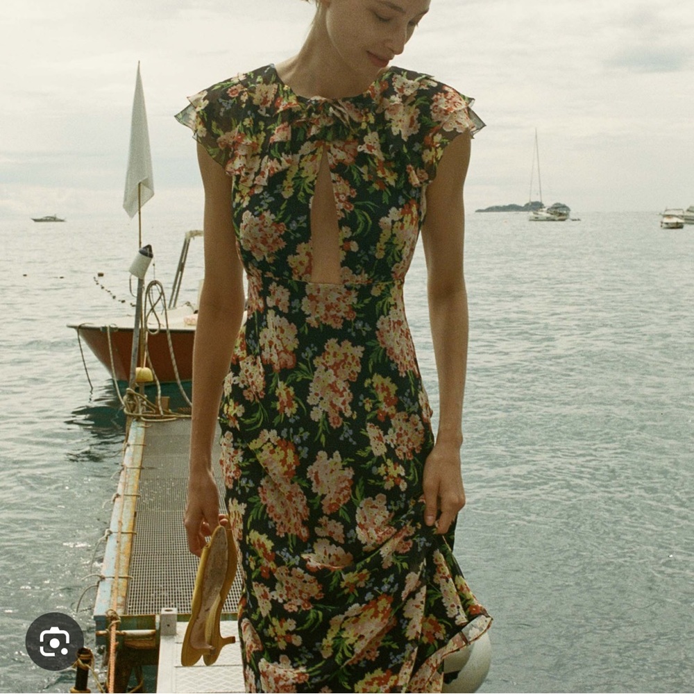 Doen Floral Black and Pink Dress
